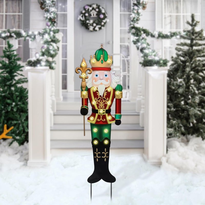 VCUTEKA Christmas Yard Sign Decorations Outdoor with LED Lights Christmas Nutcracker Yard Signs with Metal Stakes for Xmas Holiday Party Lawn Sign Garden Decor Xmas Outdoor Yard Signs - Image 5